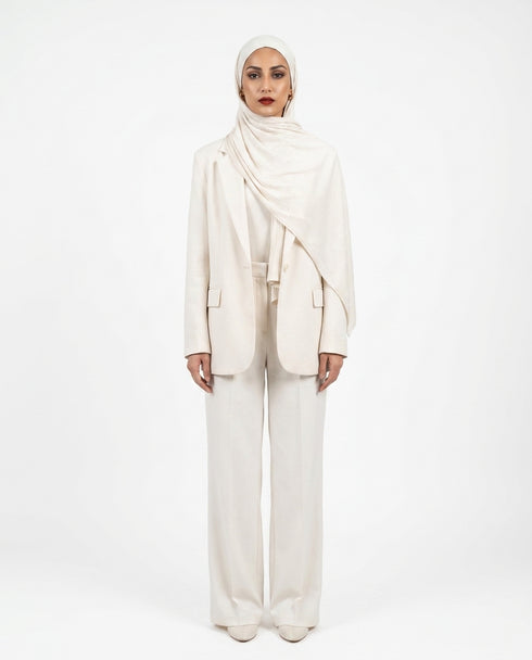 Ribbed Jersey Hijabs - Pearl White