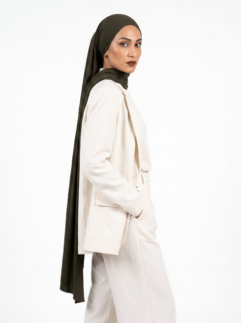 Ribbed Jersey Hijabs - Light Olive