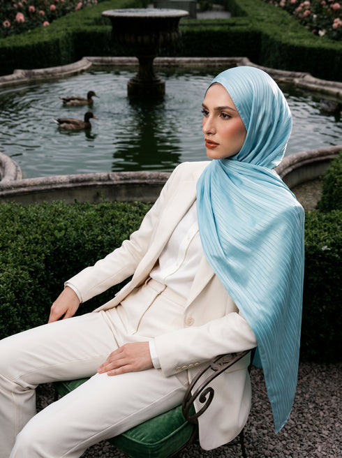 Solène Silk Hijab - Powder Blue
