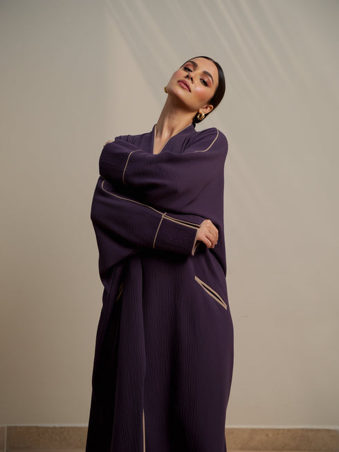 Purple Cotton Crush Abaya