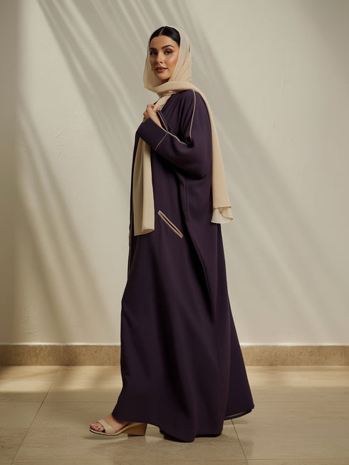 Purple Cotton Crush Abaya