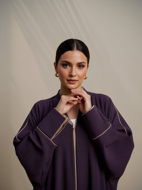 Purple Cotton Crush Abaya