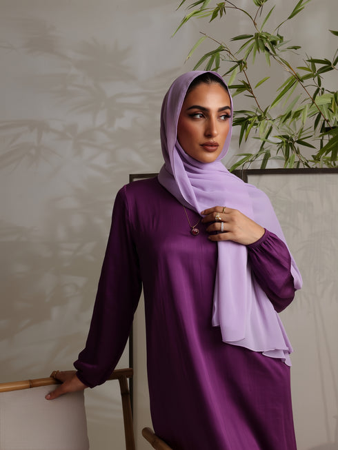 Relaxed Zip Maxi Abaya - Plum Purple
