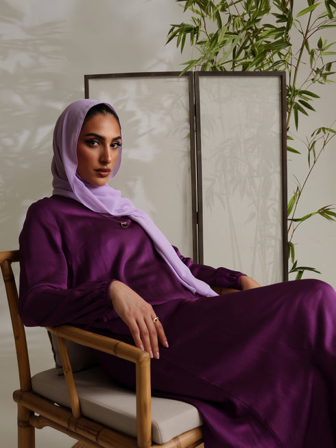 Relaxed Zip Maxi Abaya - Plum Purple