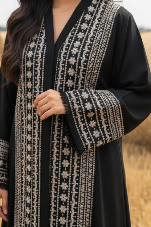 Raniah Embroidered Black Abaya