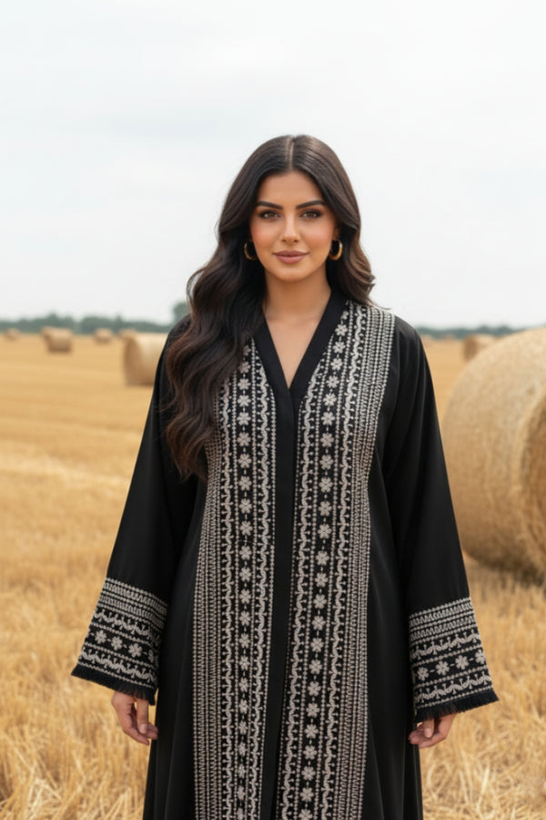 Raniah Embroidered Black Abaya