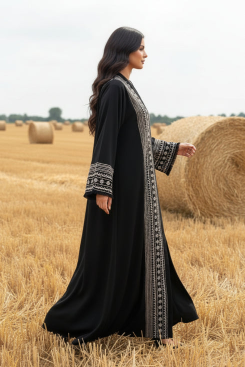 Raniah Embroidered Black Abaya