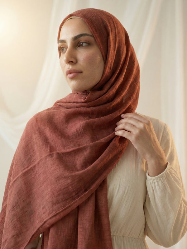 Texture Lawn Tassel Hijabs - Rouge Pink