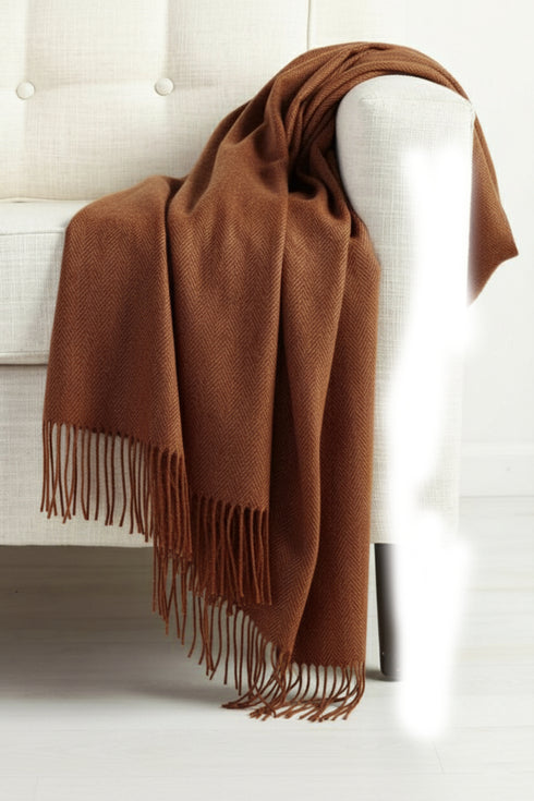Plain Cashmere Scarves - Rust