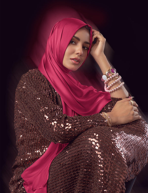 حرير ساتان - وردي فاقع