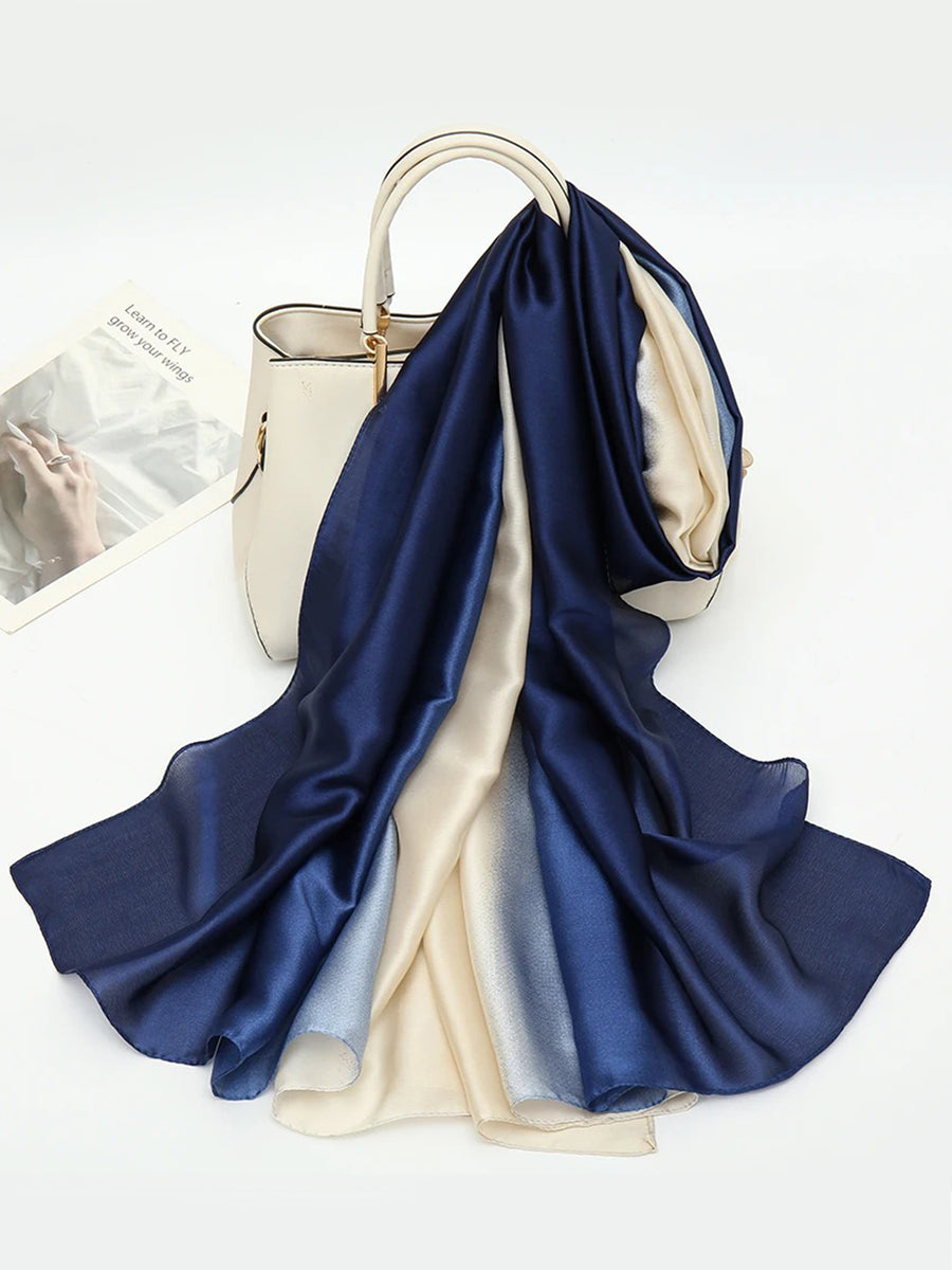 Ombre silk hijabs and scarves online in Navy Blue colour online The