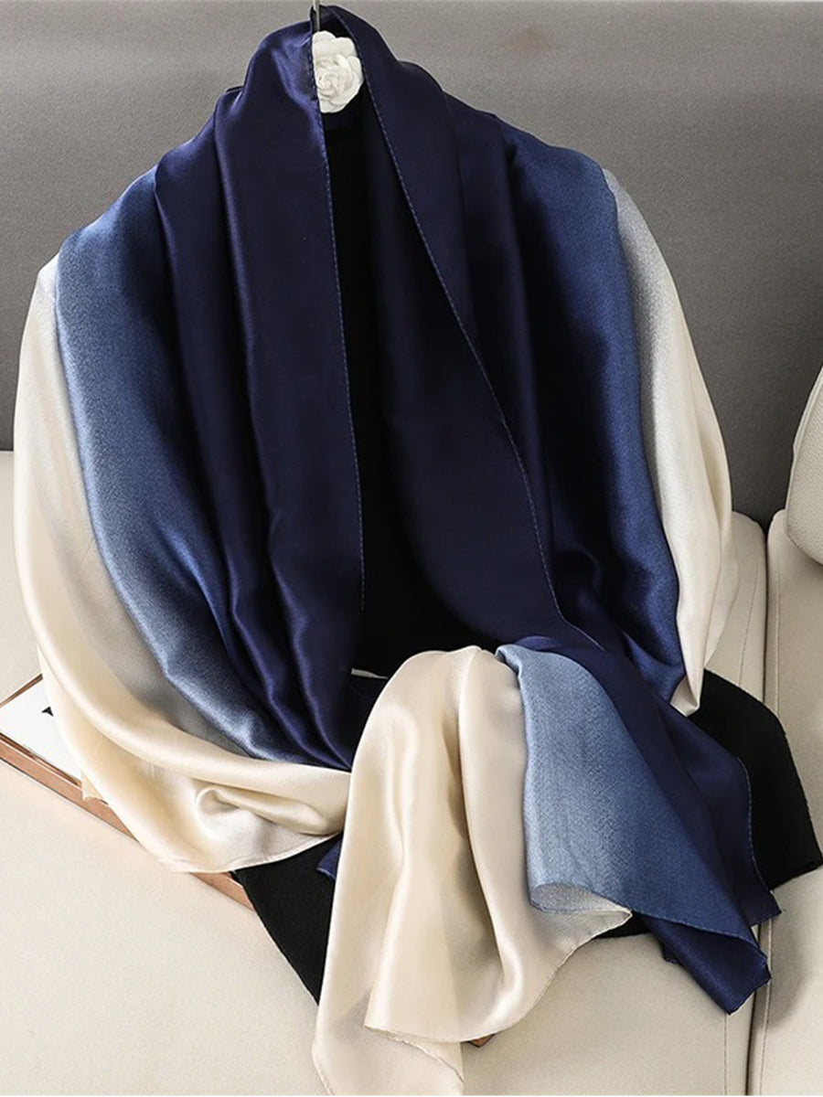 Ombre silk hijabs and scarves online in Navy Blue colour online The