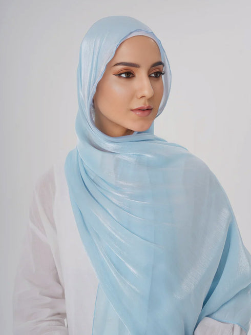 Aura Silky Organza Hijab - Sky Blue