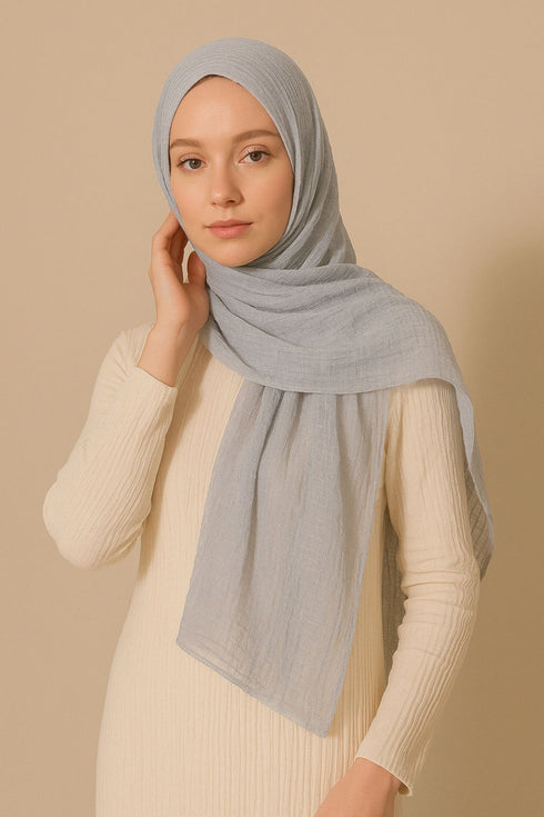 Marble Cotton Hijabs - Ash Grey