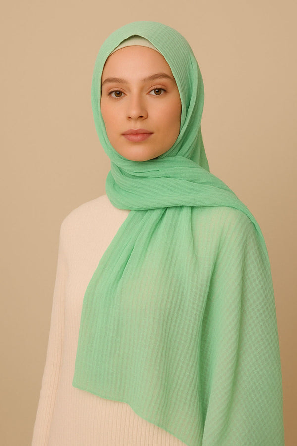 Marble Cotton Hijabs - Light Mint Green