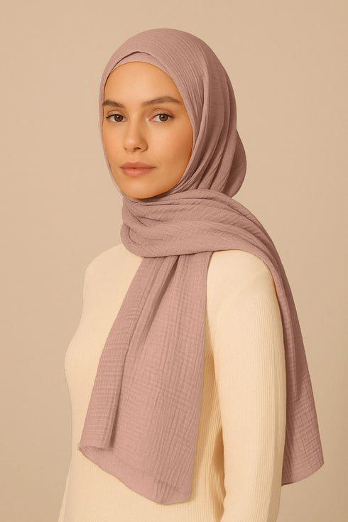 Marble Cotton Hijabs - Taupe Pink