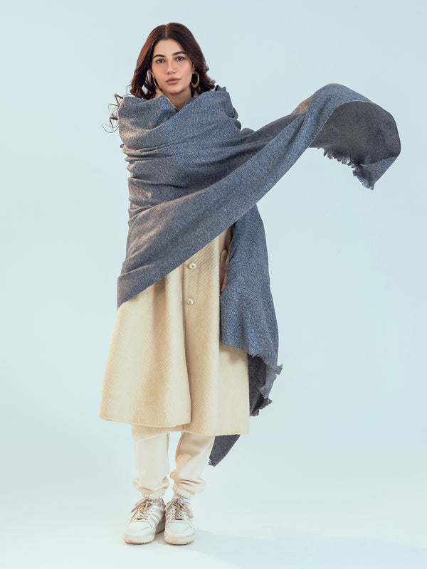 Retro Cashmere Shawl - Steel Blue