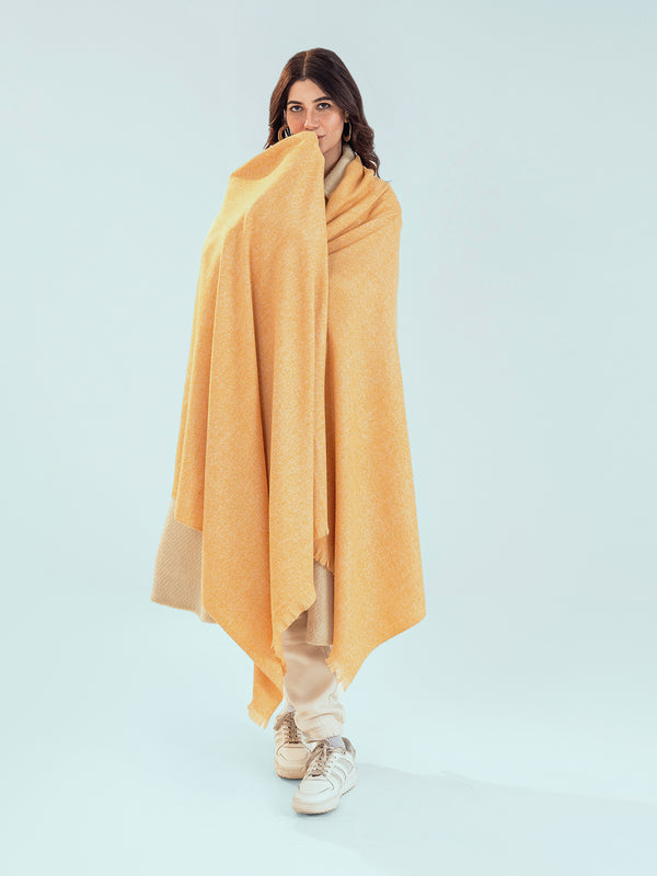Retro Cashmere Shawl - Mustard
