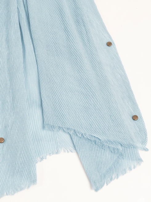 Cotton Viscose Button-Embellished Hijab - Sky Blue