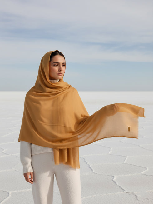 Vicuña Woolen Shawl - Mustard