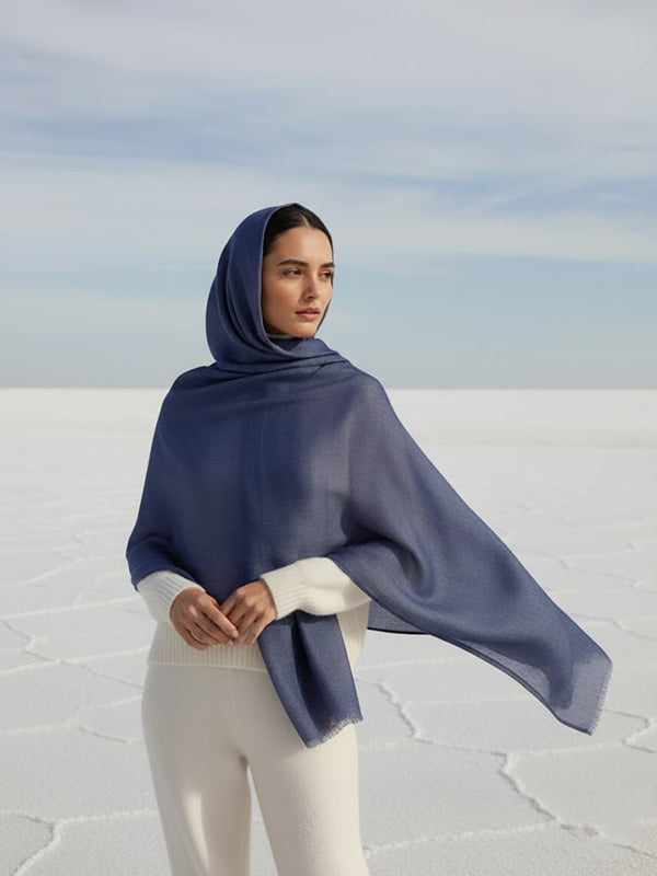 Vicuña Woolen Shawl - Persian Blue