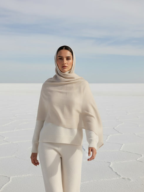 Vicuña Woolen Shawl - Pearl