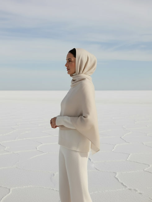 Vicuña Woolen Shawl - Pearl