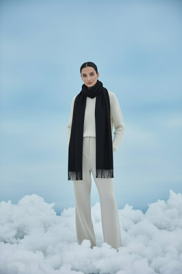 Plain Cashmere Scarves - Black