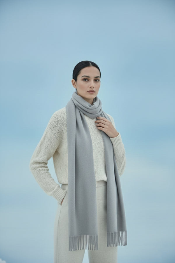 Plain Cashmere Scarves - Ash Grey