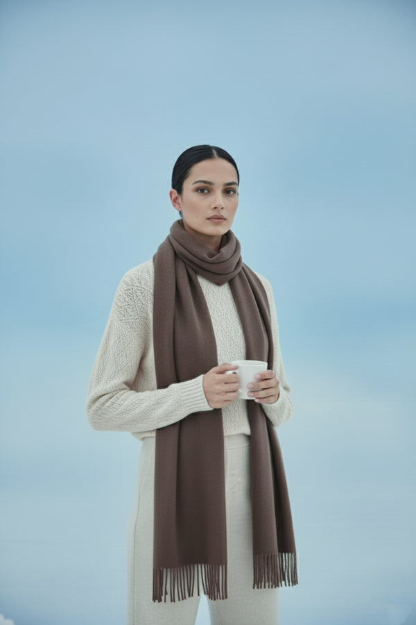 Plain Cashmere Scarves - Stone Grey