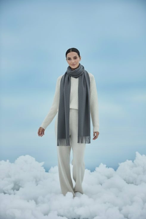 Plain Cashmere Scarves - Charcoal