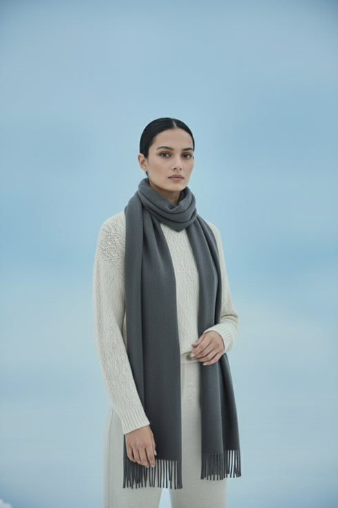 Plain Cashmere Scarves - Charcoal