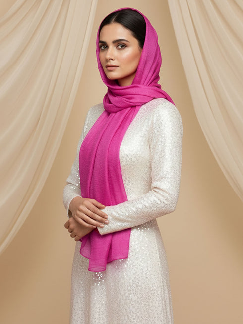 Soft Tissue Silk Hijab - Fuchsia