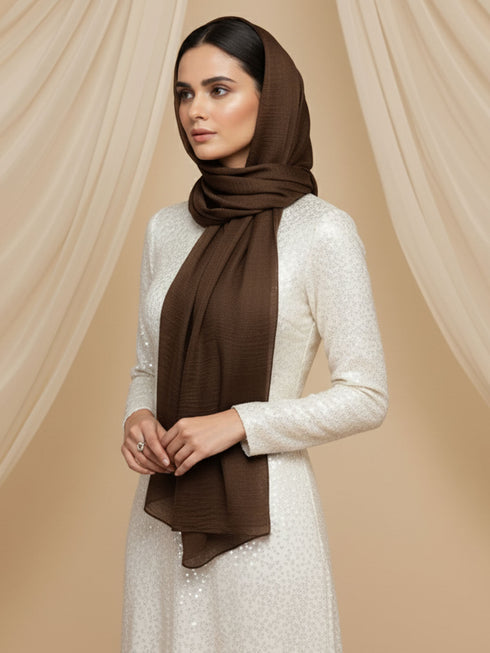 Soft Tissue Silk Hijab - Coffee Brown