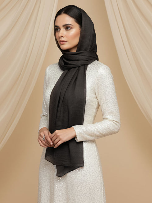 Soft Tissue Silk Hijab - Black