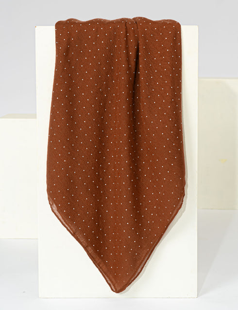 Galaxy Silver Dotted Hijabs - Rust