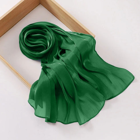 Aura Silky Organza Hijab - Bottle Green