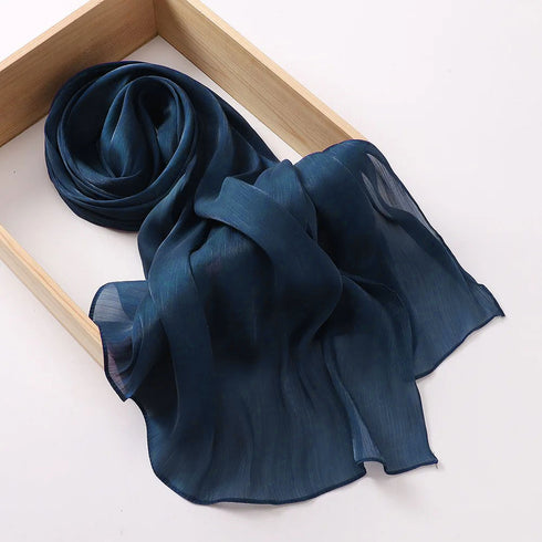 Aura Silky Organza Hijab - Navy Blue