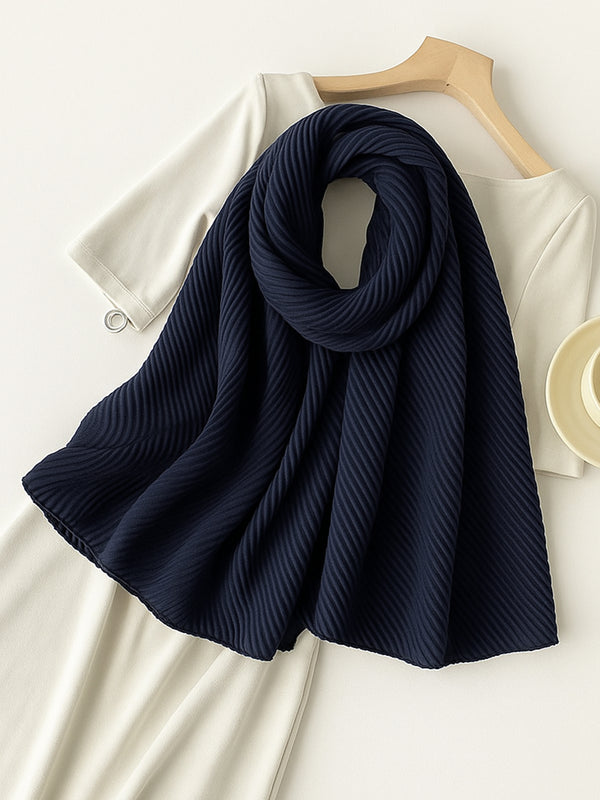 Cotton Pleat Hijabs - Navy Blue