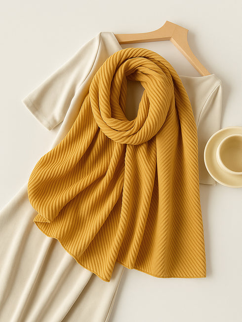 Cotton Pleat Hijabs - Mustard