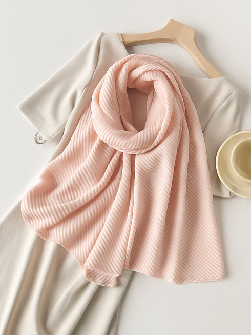 Cotton Pleat Hijabs - Apricot Pink