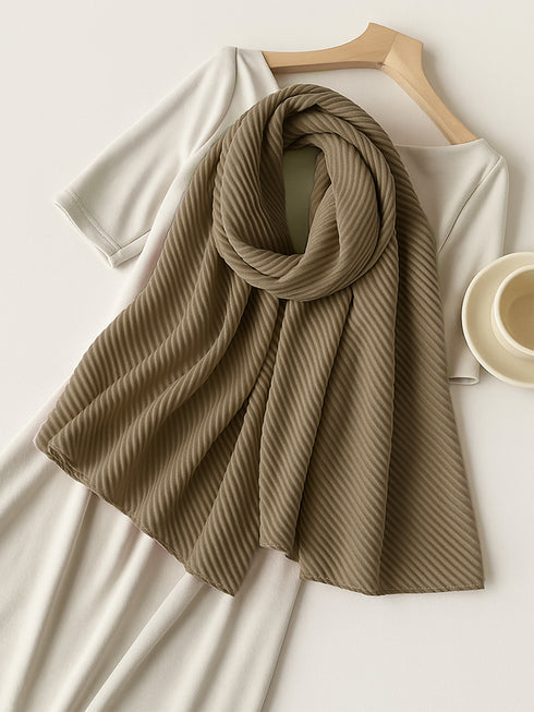 Cotton Pleat Hijabs - Mud Brown