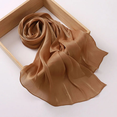 Aura Silky Organza Hijab - Tan Brown
