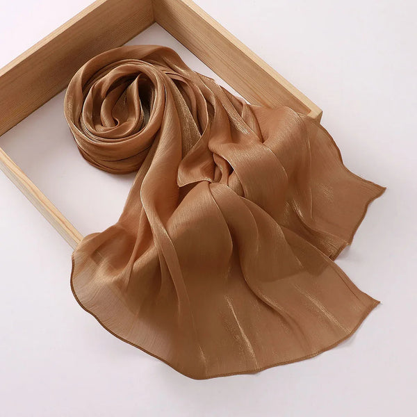 Aura Silky Organza Hijab - Tan Brown