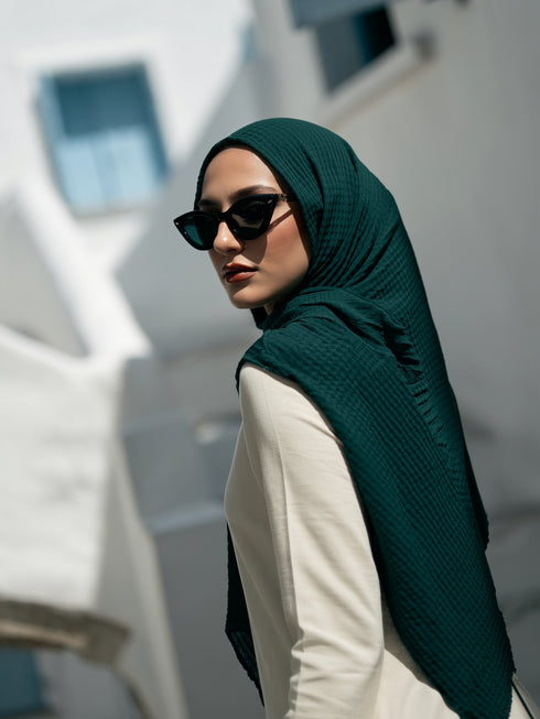 Marble Cotton Hijabs - Teal Green