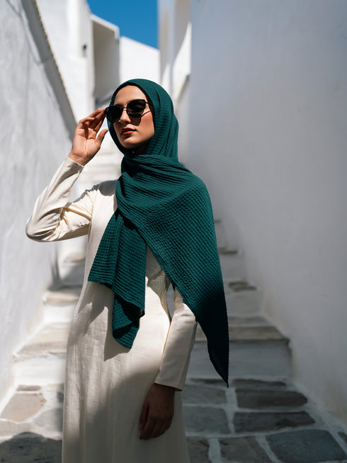 Marble Cotton Hijabs - Teal Green