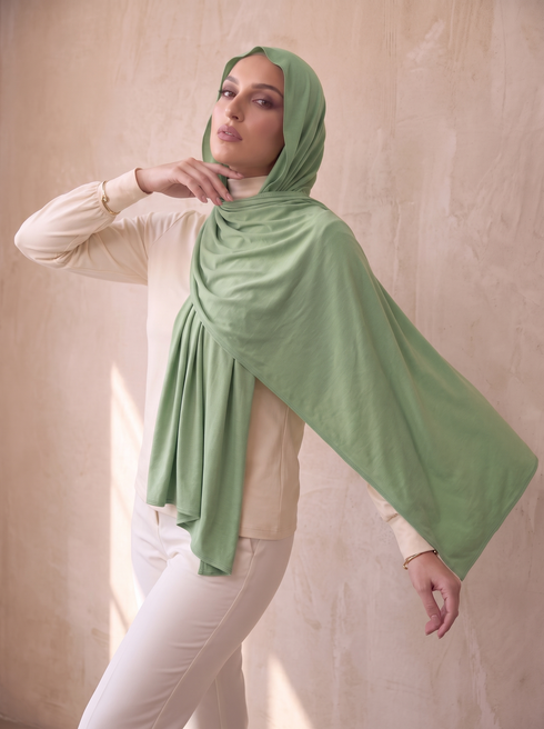 Organic Bamboo Jersey Hijab - Turquoise Green