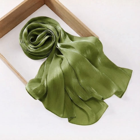 Aura Silky Organza Hijab - Olive Green