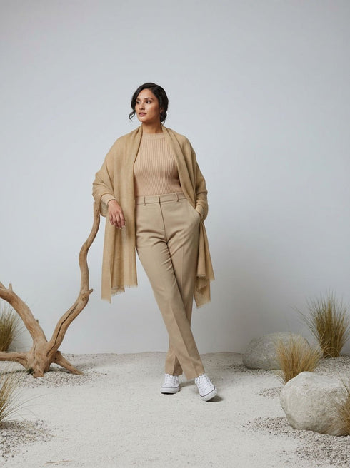 Veloria Wool Shawl - Beige