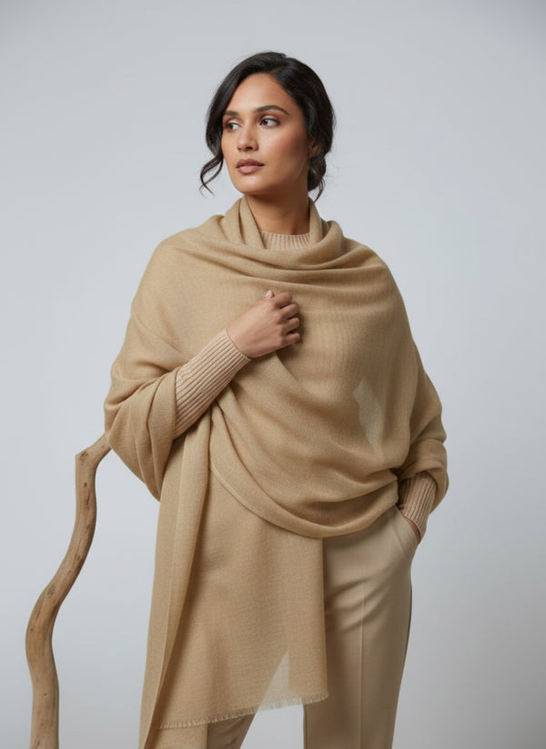 Veloria Wool Shawl - Beige